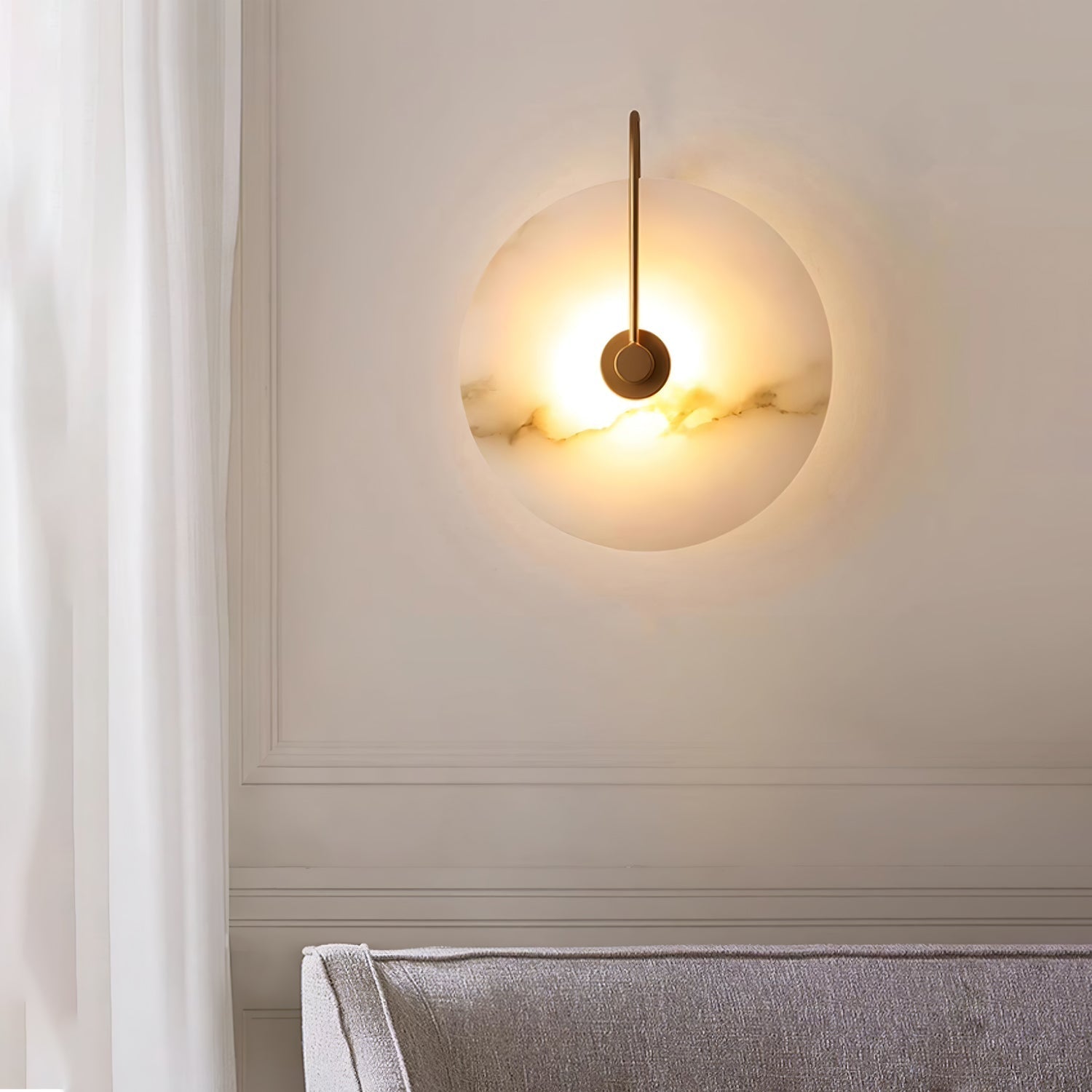 Kristy Alabaster LED Wall Lamp Round Iconic Circular