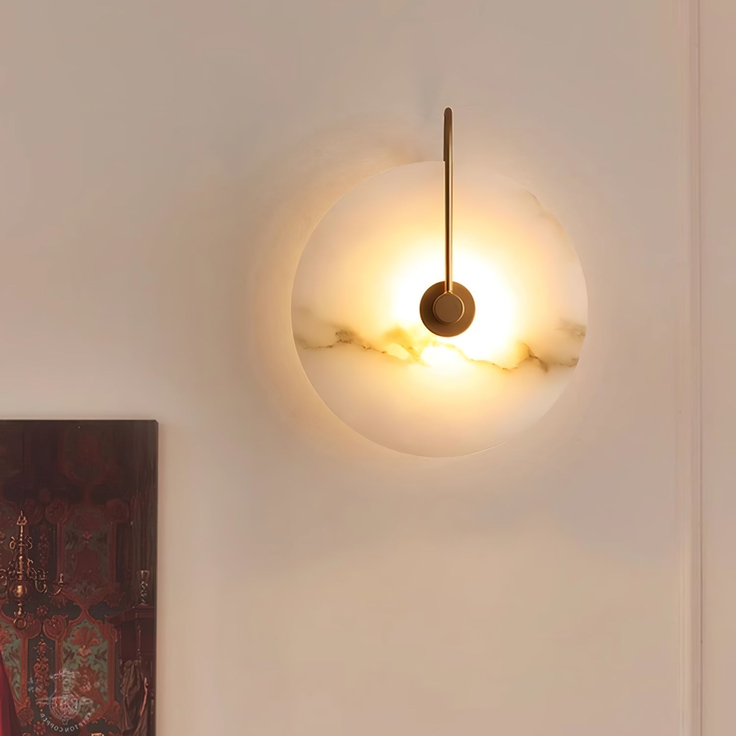 Kristy Alabaster LED Wall Lamp Round Iconic Circular
