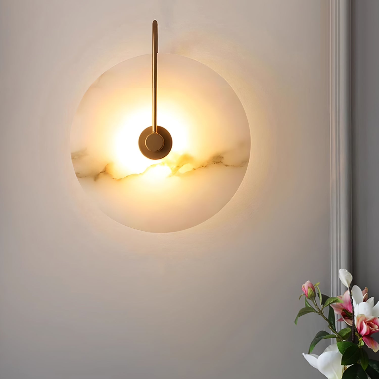 Kristy Alabaster LED Wall Lamp Round Iconic Circular