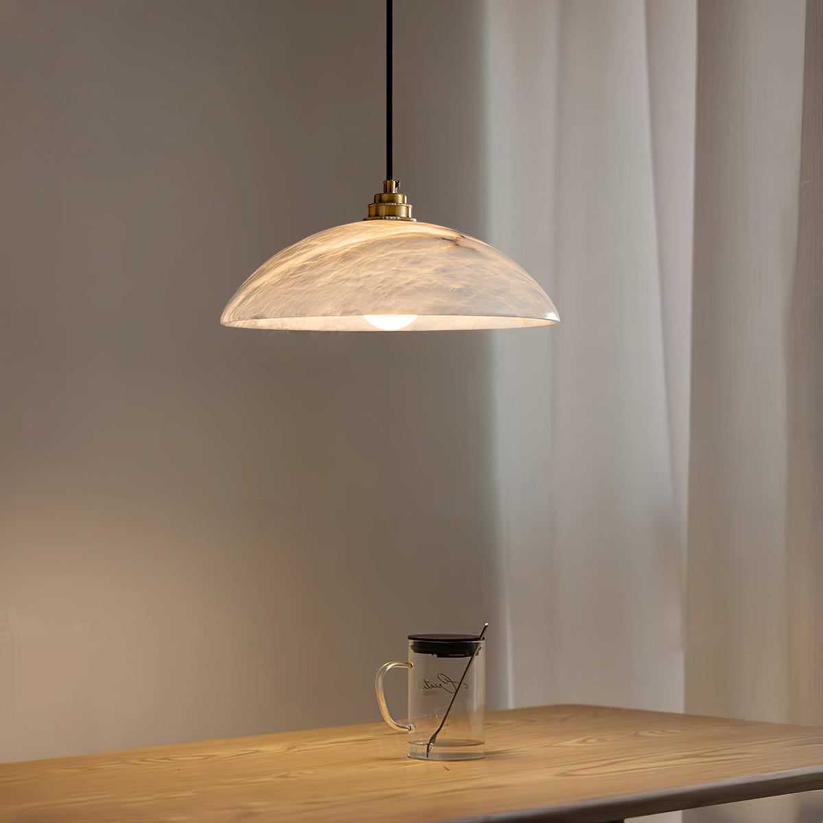 Civorus Dome Pendant Light Alabaster &Brass