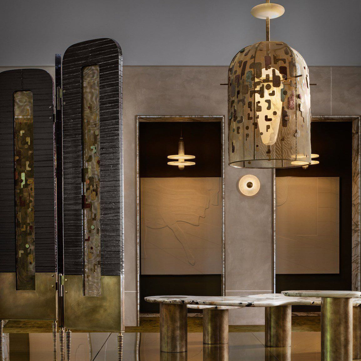 Marquessé Alabaster Embroidered Pendant Lamp