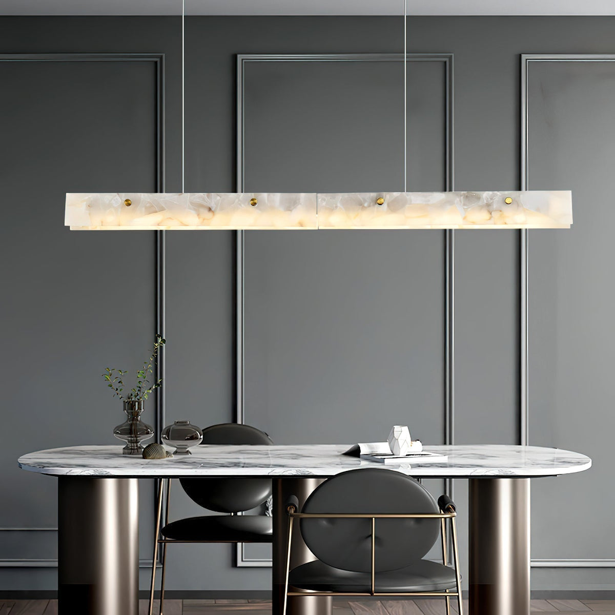 Vexor LED Modern Linear Alabaster Pendant Light