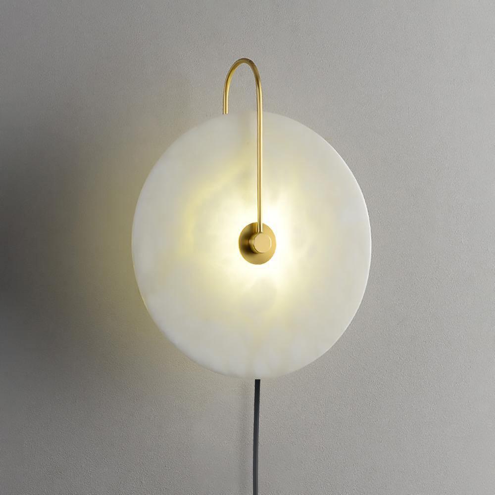 Albeaine Alabaster Globe Plug Wall Lamp