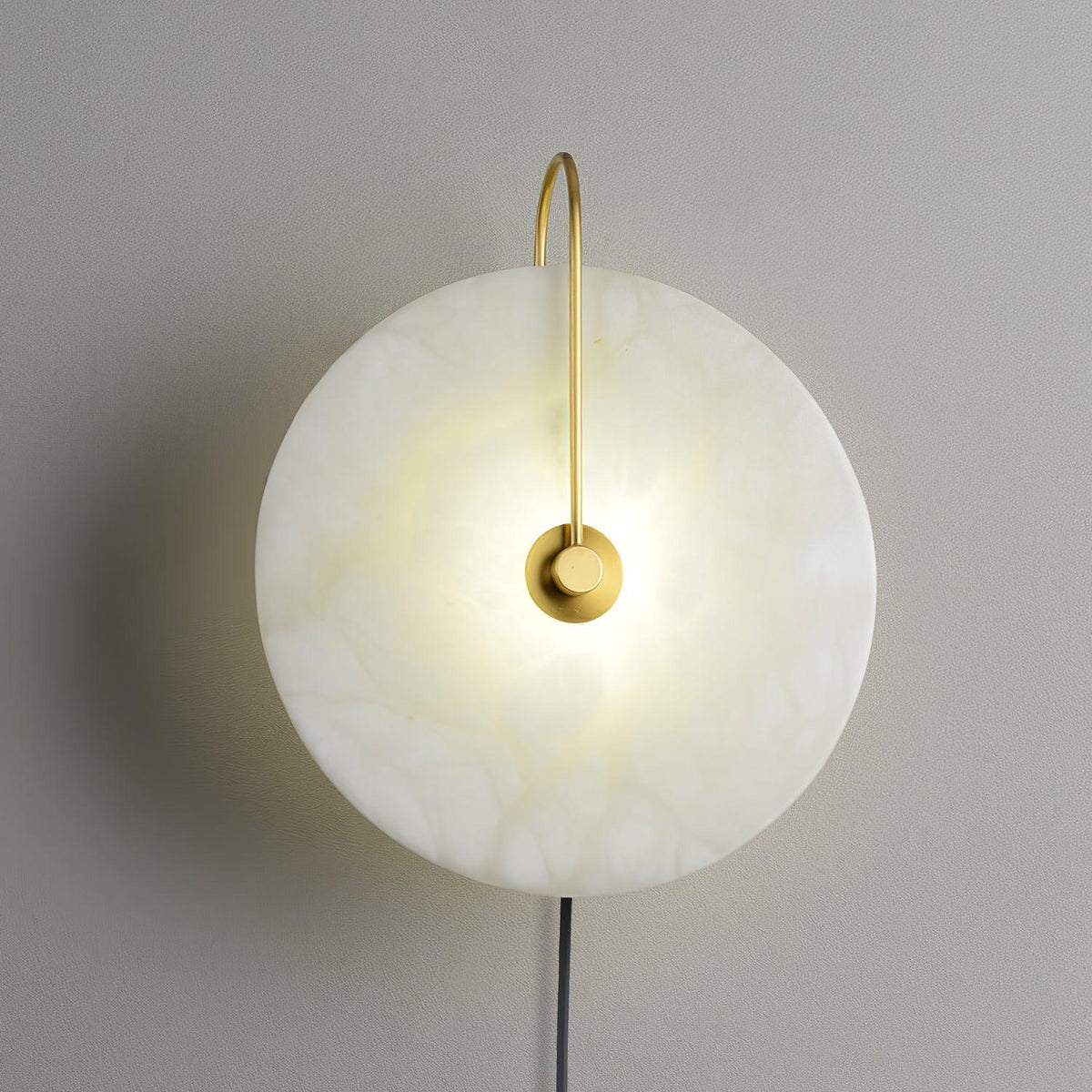 Albeaine Alabaster Globe Plug Wall Lamp