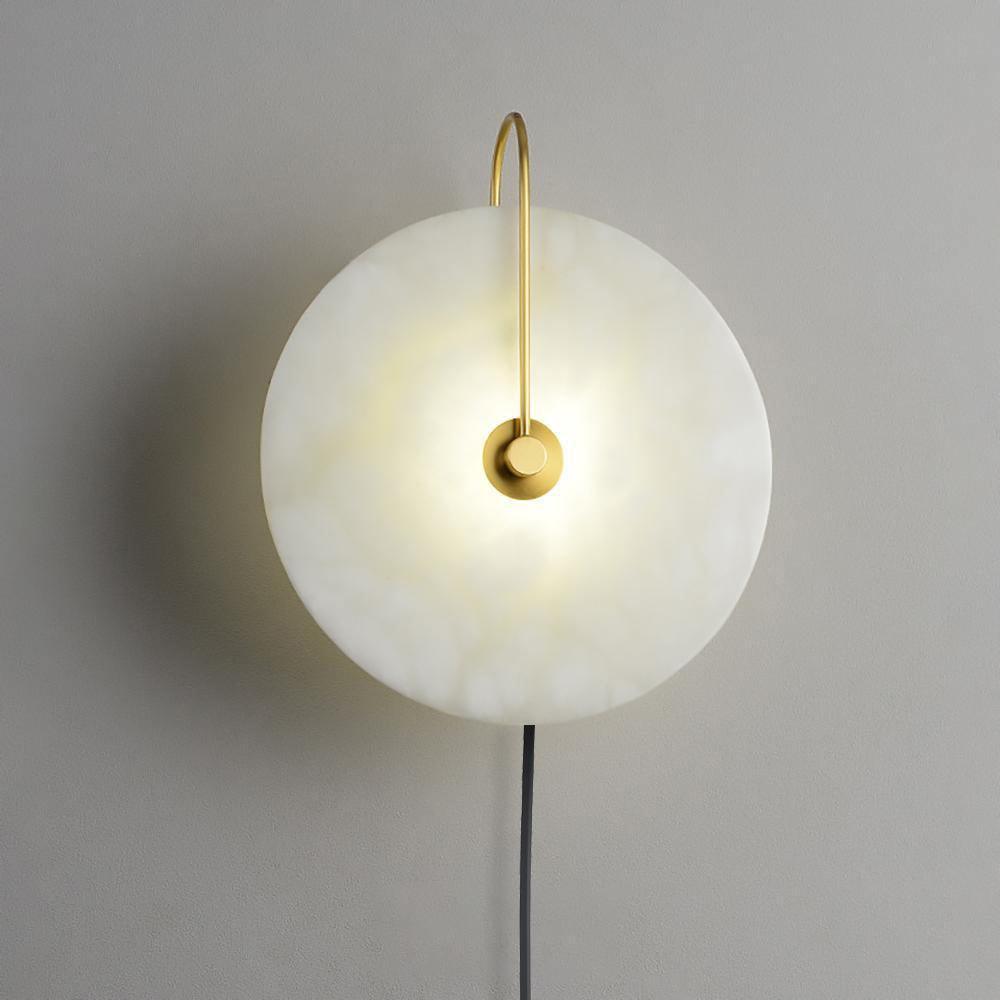 Albeaine Alabaster Globe Plug Wall Lamp