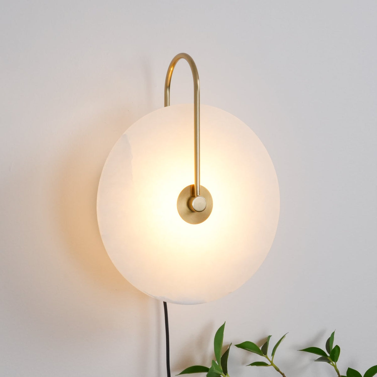 Albeaine Alabaster Globe Plug Wall Lamp