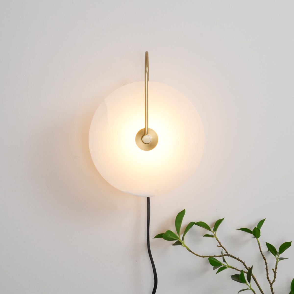 Albeaine Alabaster Globe Plug Wall Lamp