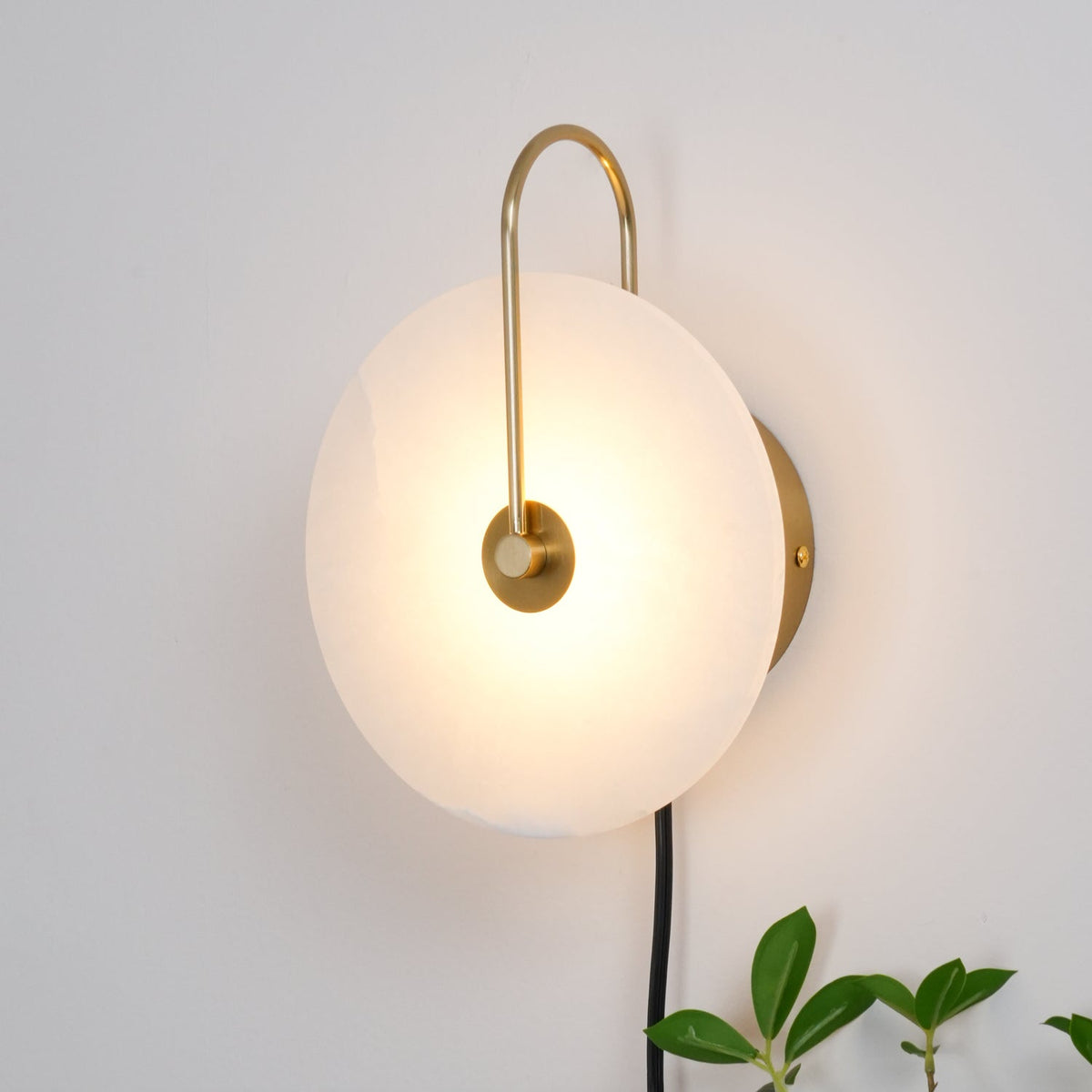 Albeaine Alabaster Globe Plug Wall Lamp