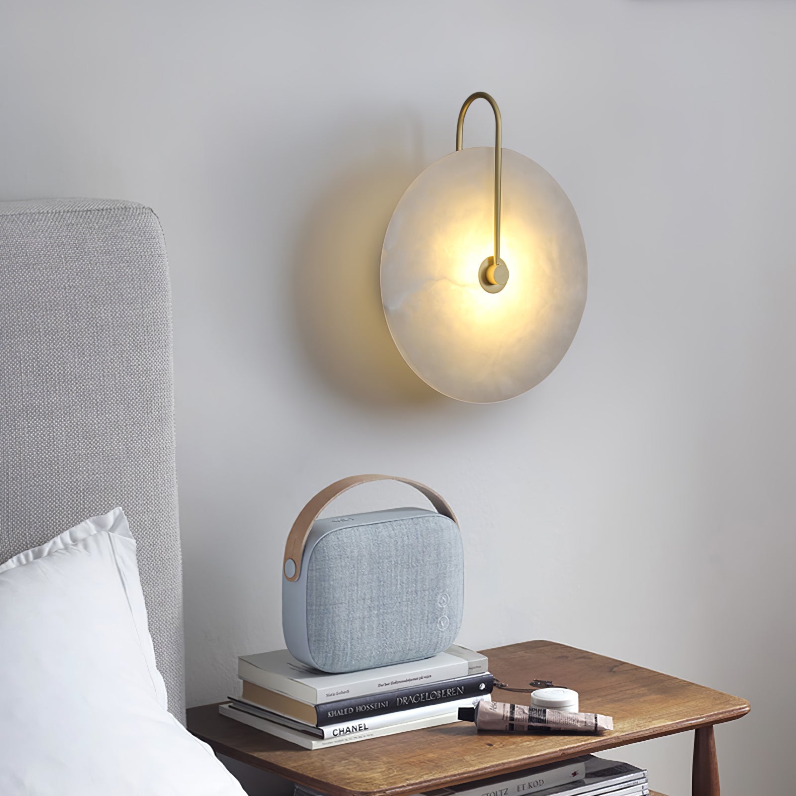 Kristy Alabaster LED Wall Lamp Round Iconic Circular