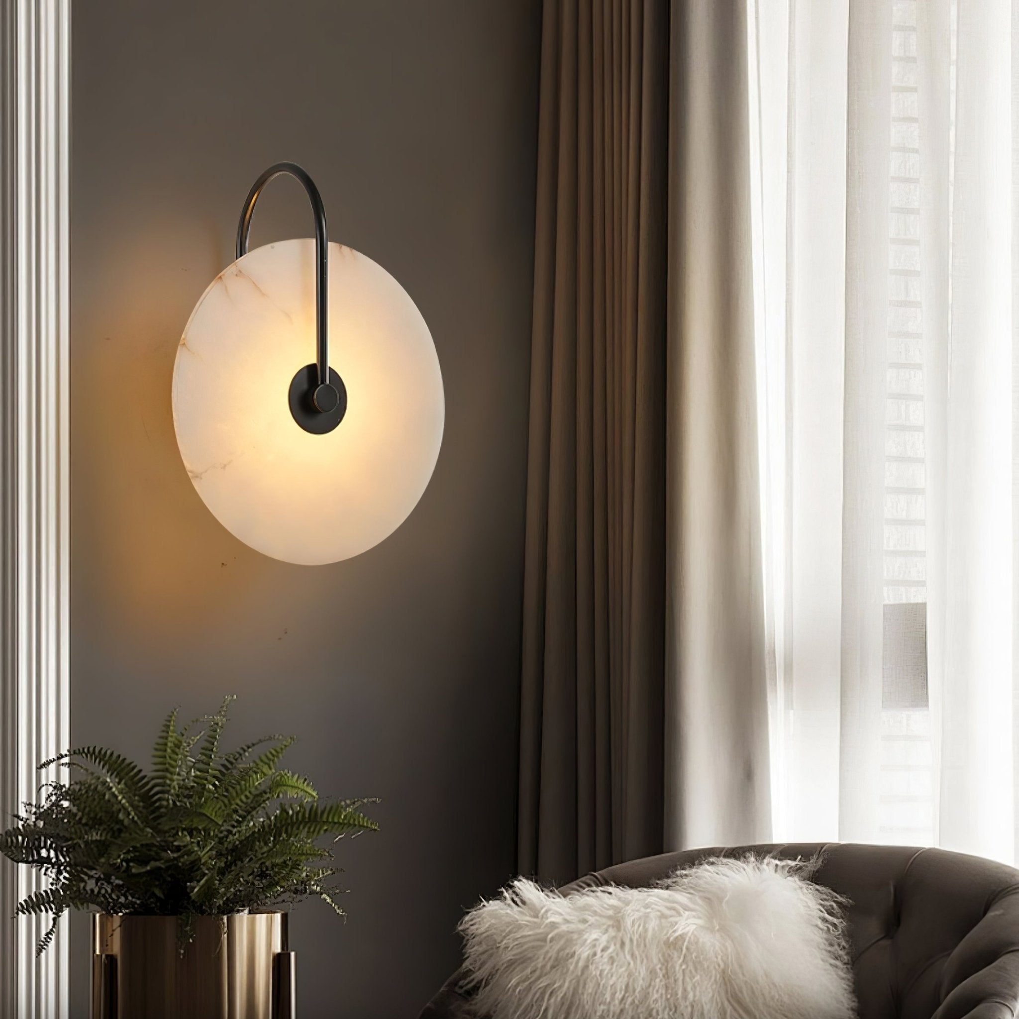 Kristy Alabaster LED Wall Lamp Round Iconic Circular