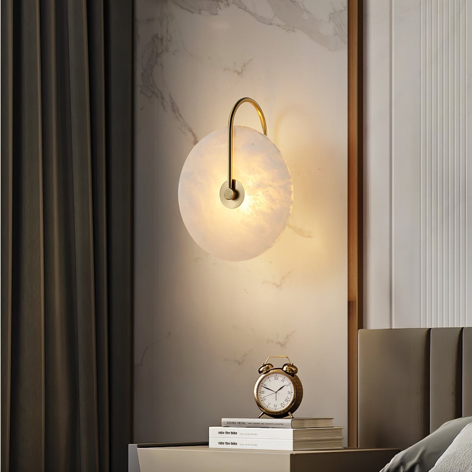 Kristy Alabaster LED Wall Lamp Round Iconic Circular