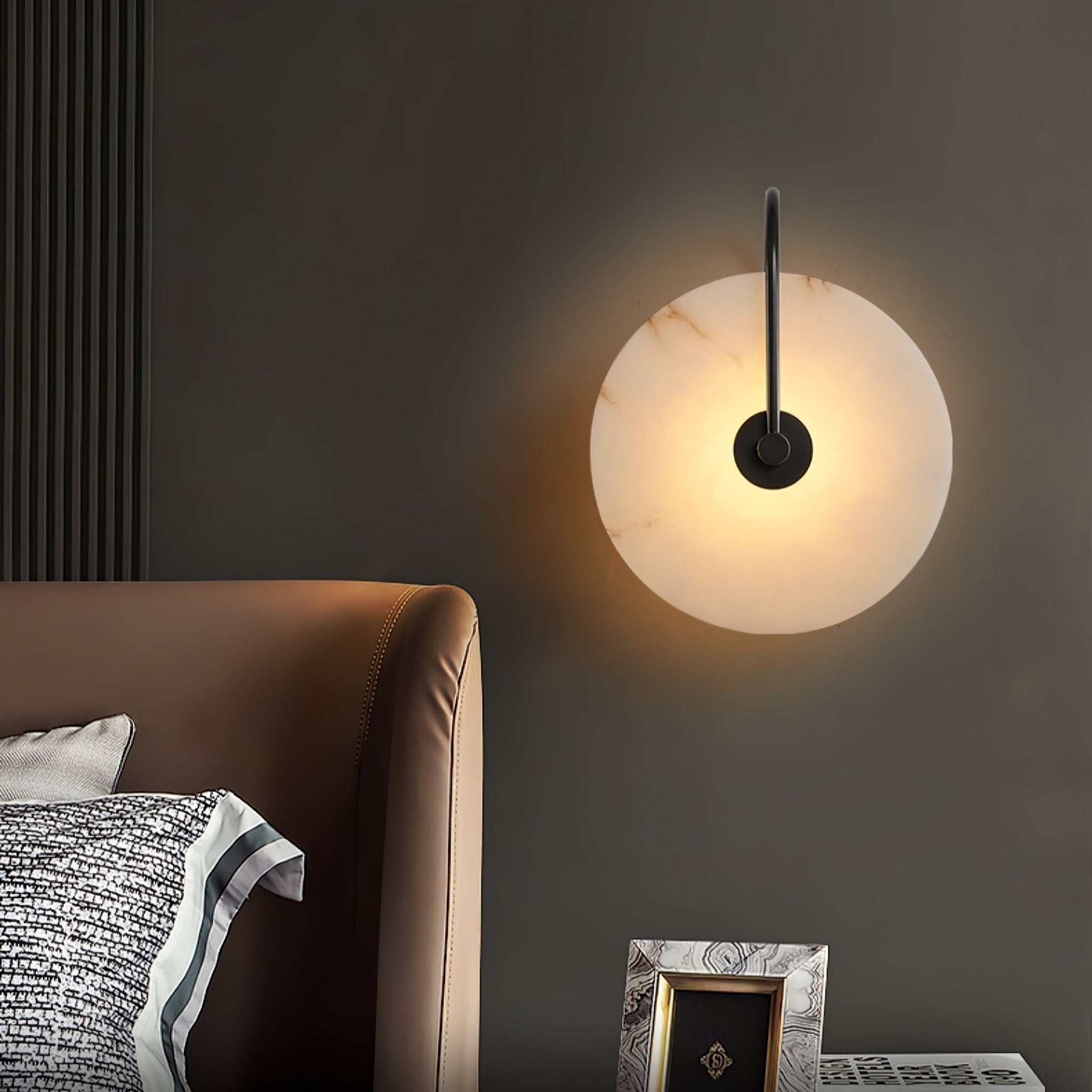 Kristy Alabaster LED Wall Lamp Round Iconic Circular
