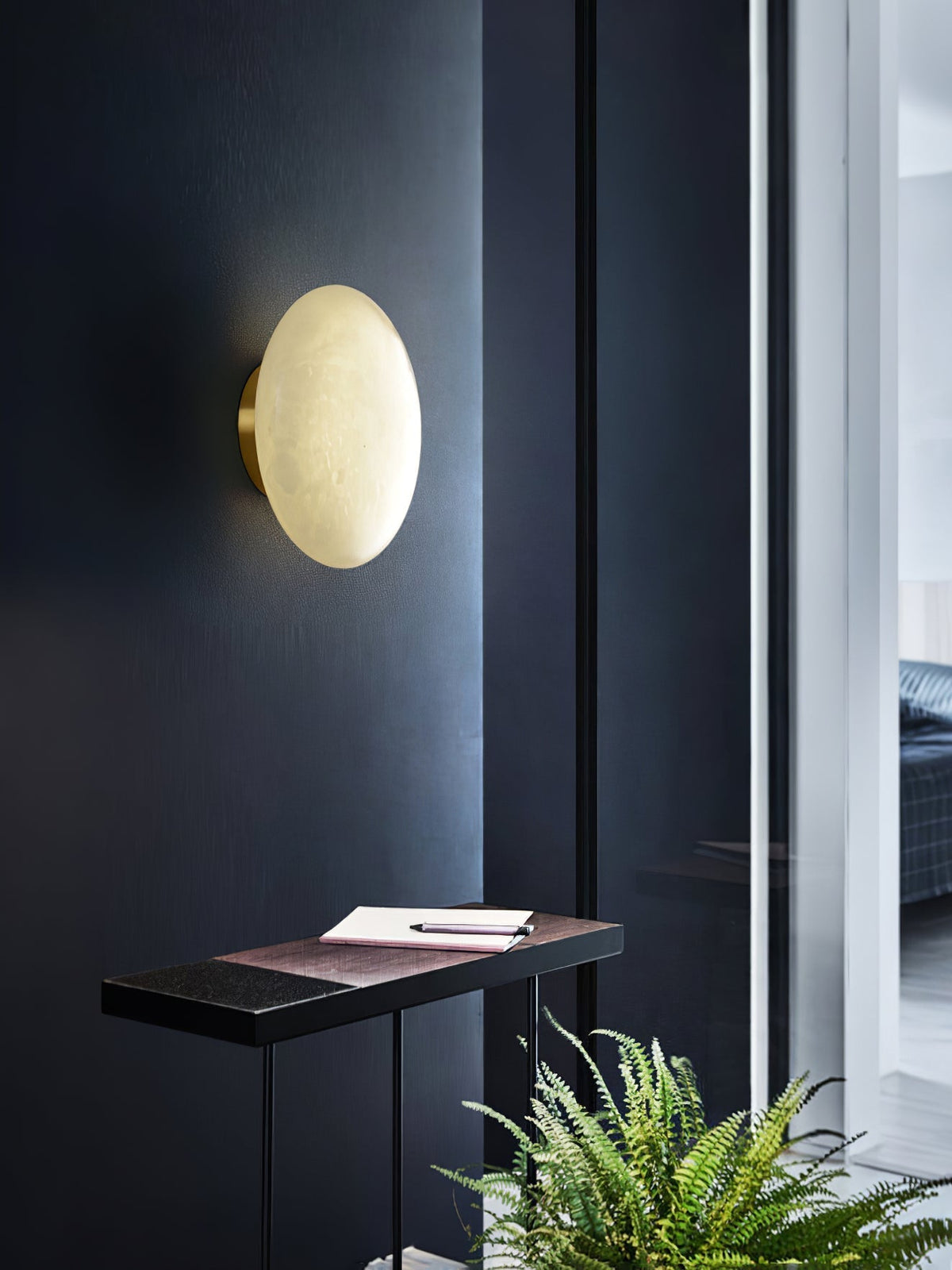 Vanorara Minimalist Alabaster Flush Mount Light