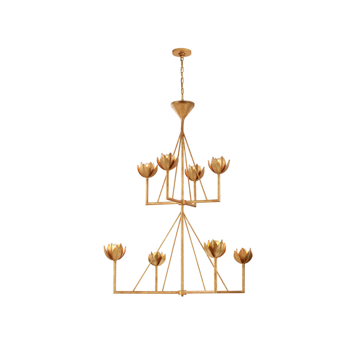 Alberto Modern Minimalist Floral Brass Chandelier