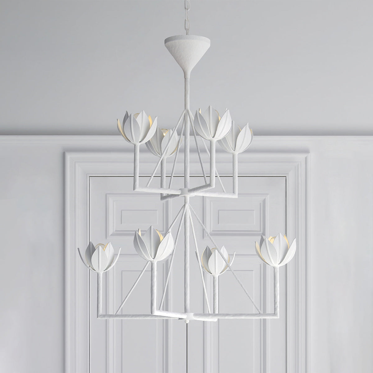 Alberto Modern Minimalist Floral Brass Chandelier