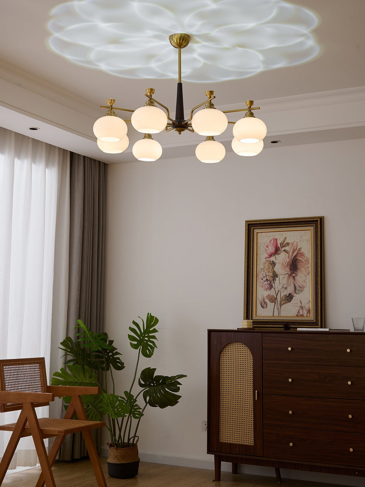 Velirara Traditional Unique Sphere Wood Glass Chandelier
