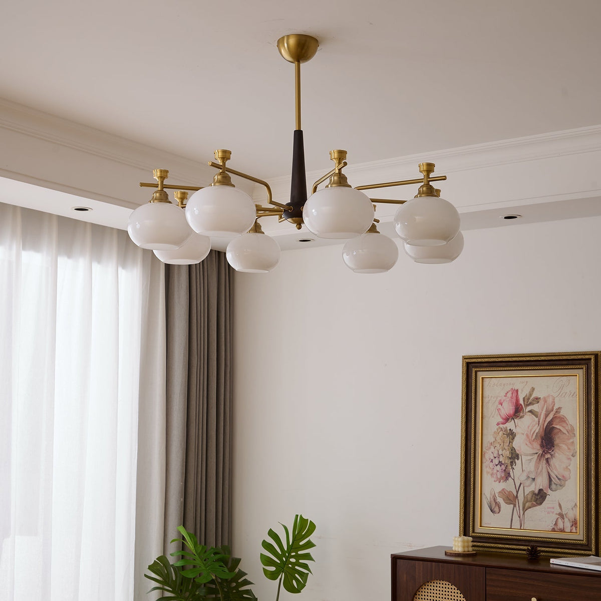 Velirara Traditional Unique Sphere Wood Glass Chandelier