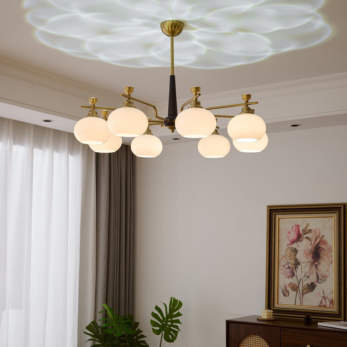 Velirara Traditional Unique Sphere Wood Glass Chandelier