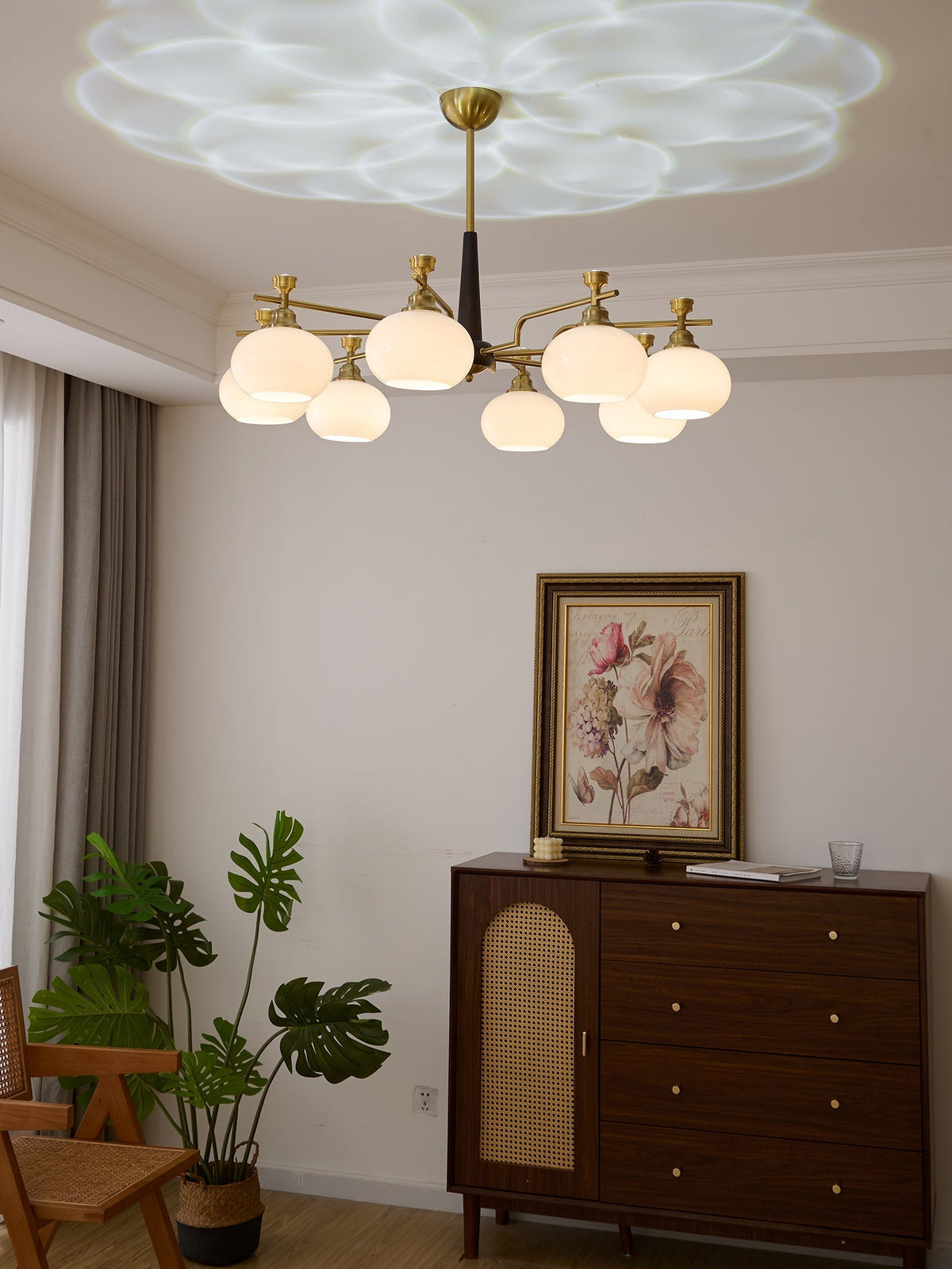 Velirara Traditional Unique Sphere Wood Glass Chandelier