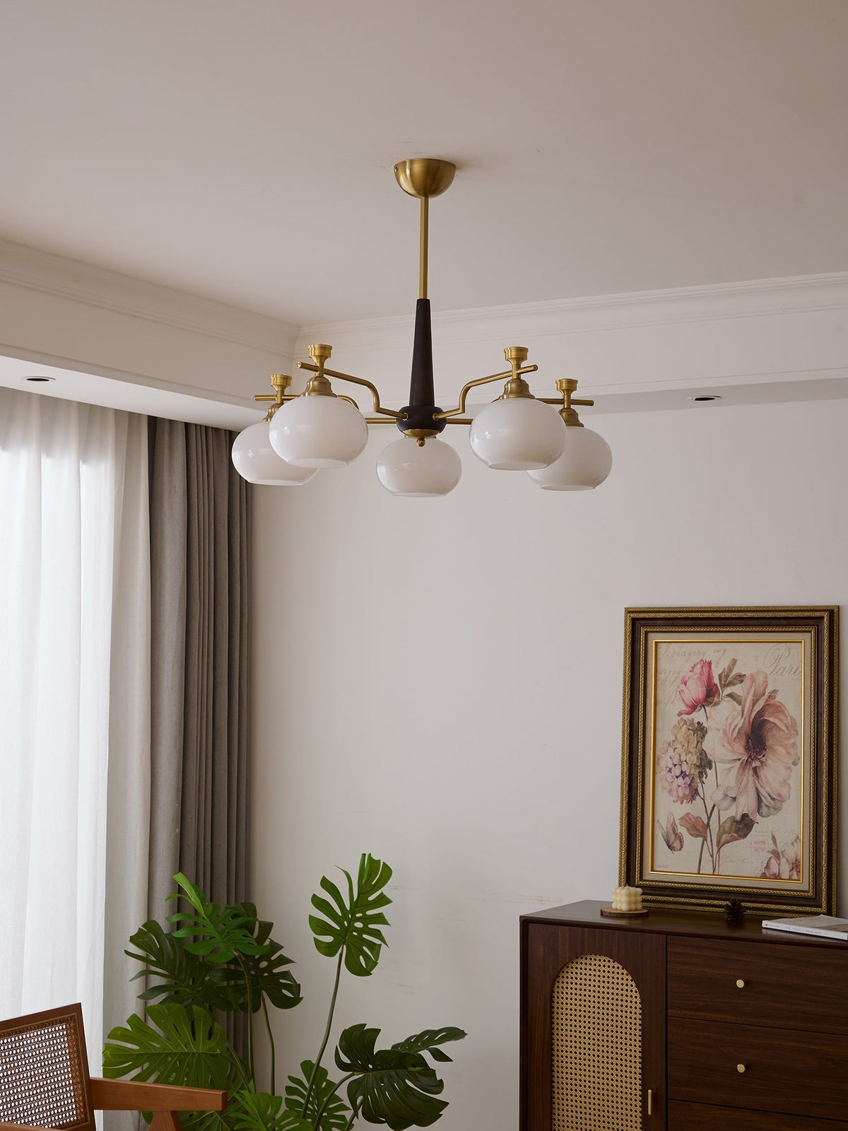 Velirara Traditional Unique Sphere Wood Glass Chandelier