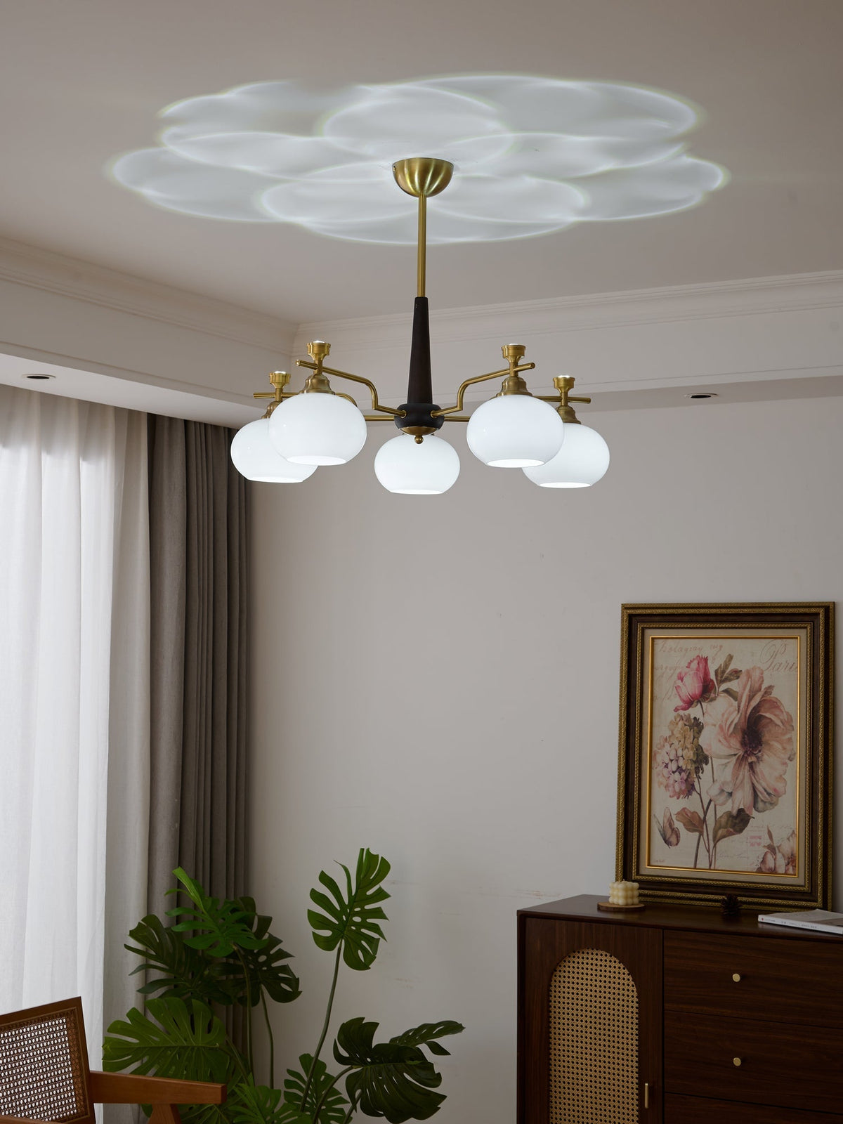 Velirara Traditional Unique Sphere Wood Glass Chandelier