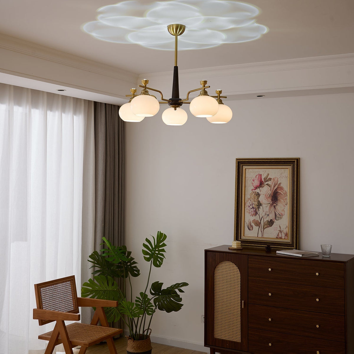 Velirara Traditional Unique Sphere Wood Glass Chandelier