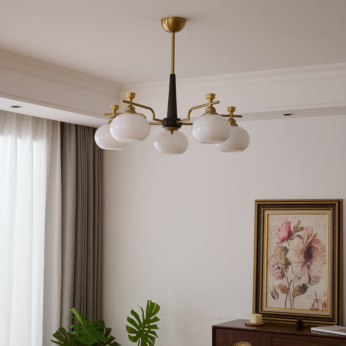Velirara Traditional Unique Sphere Wood Glass Chandelier