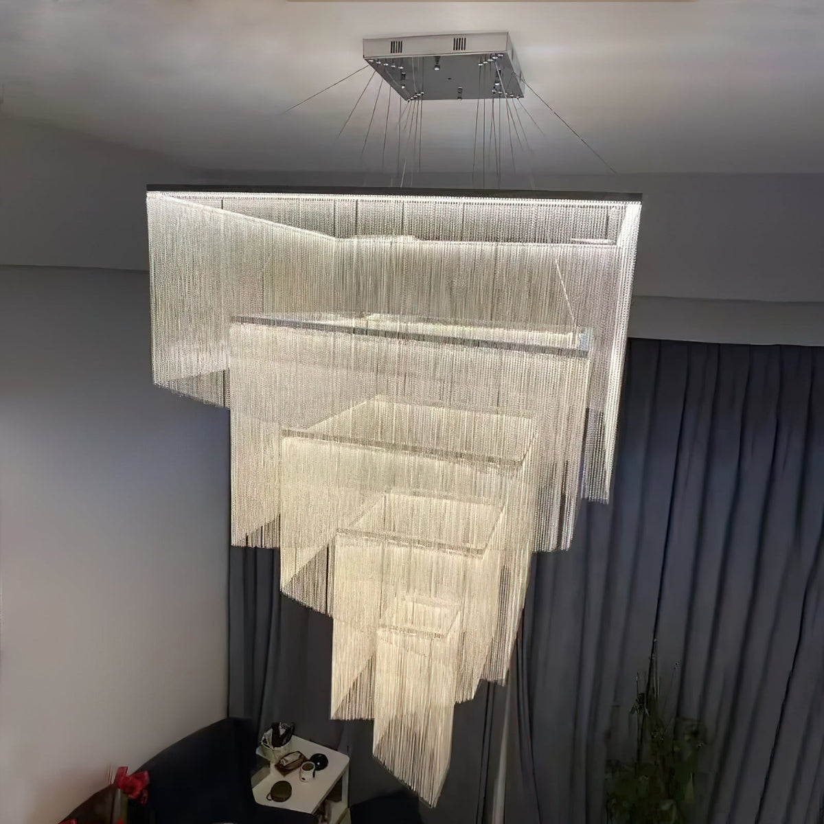 Caeluvyn Postmodern Chain Tassel Metal Chandelier