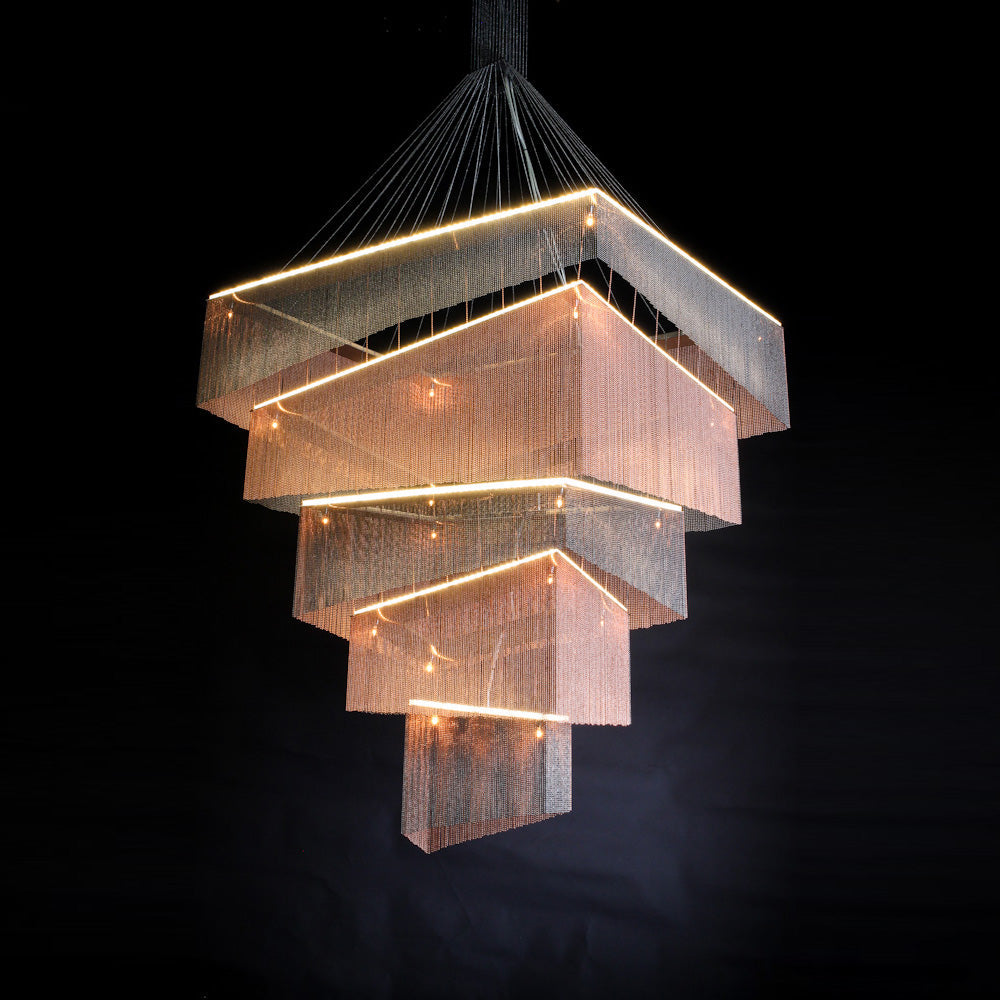 Caeluvyn Postmodern Chain Tassel Metal Chandelier
