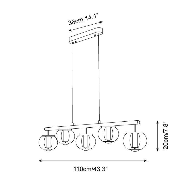 Alviora Pendant Lamp Wood Glass Linear Japandi