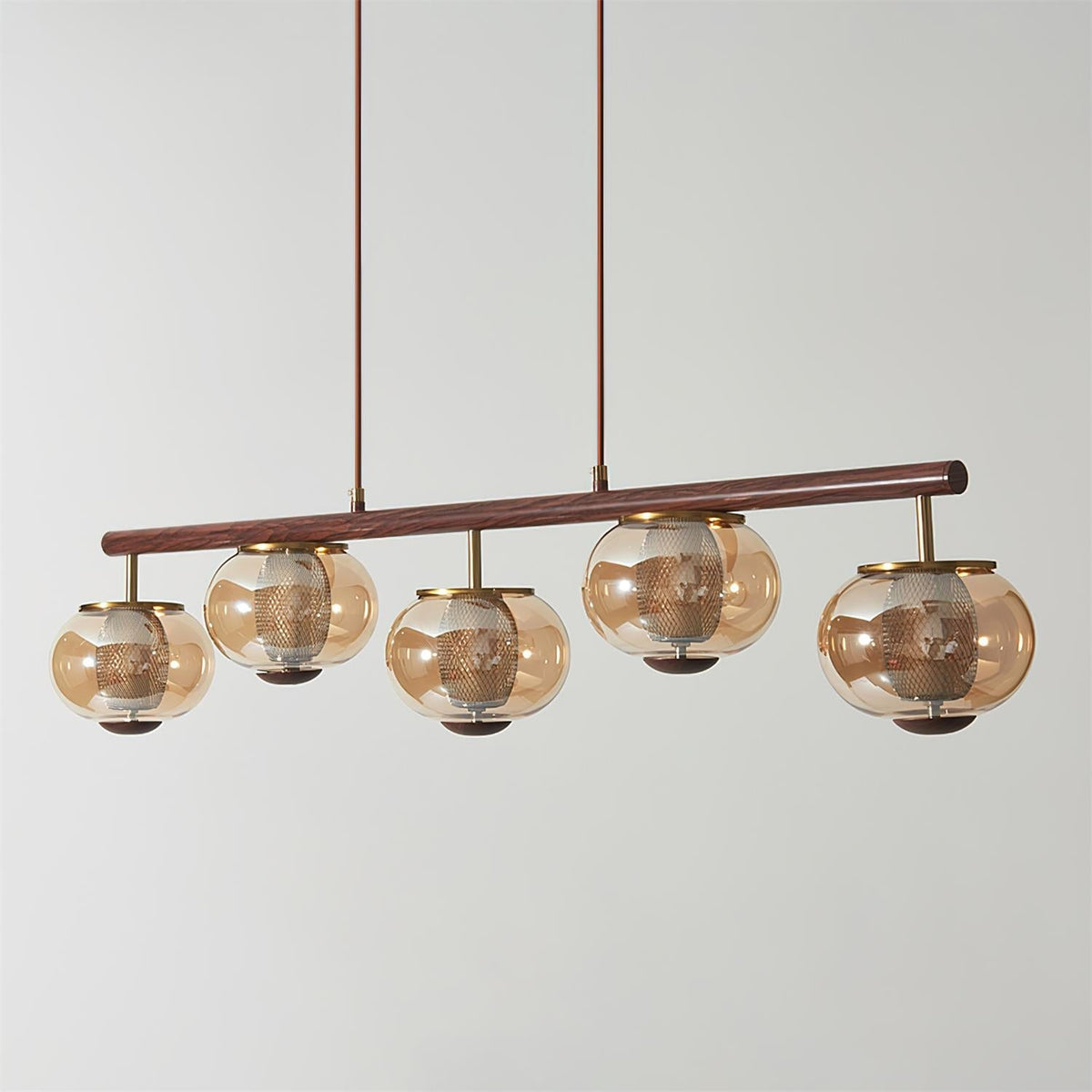 Alviora Pendant Lamp Wood Glass Linear Japandi
