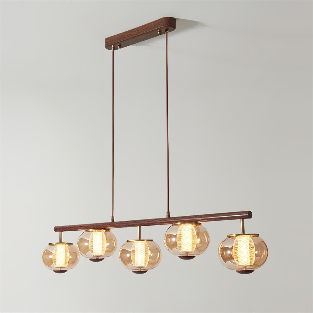 Alviora Pendant Lamp Wood Glass Linear Japandi