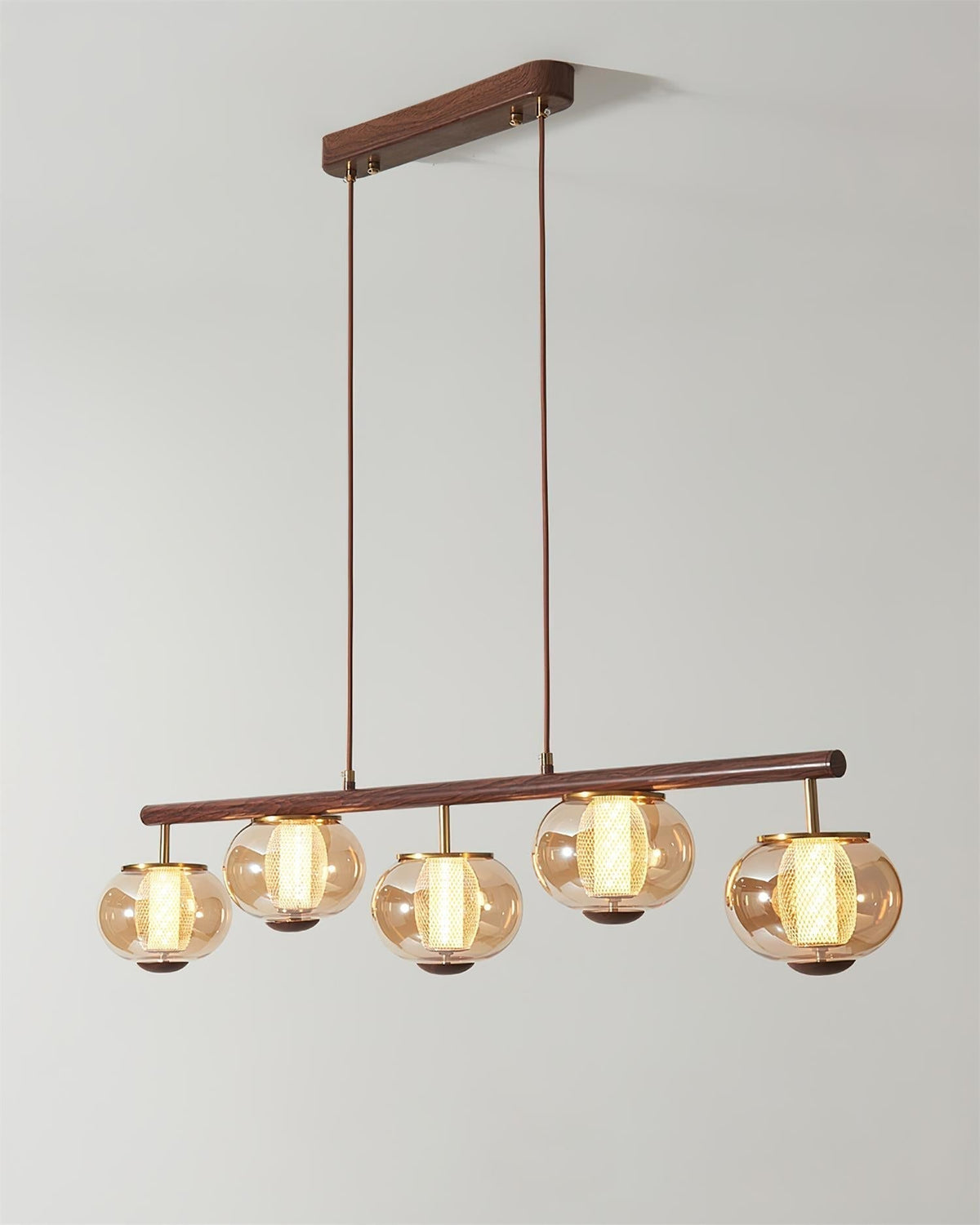 Alviora Pendant Lamp Wood Glass Linear Japandi