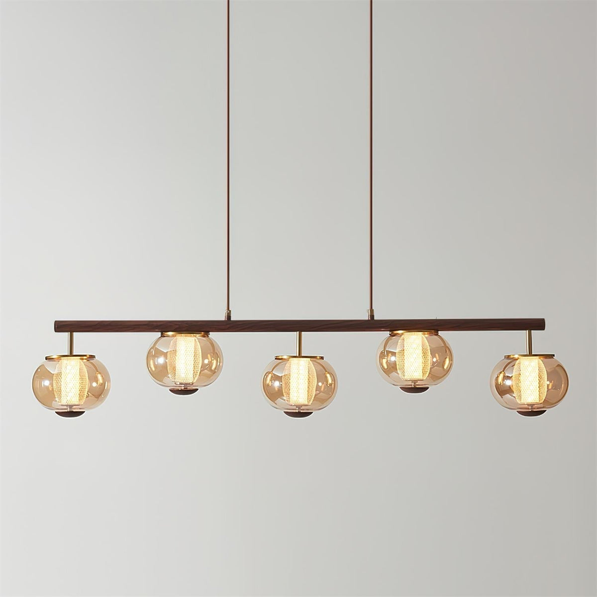 Alviora Pendant Lamp Wood Glass Linear Japandi