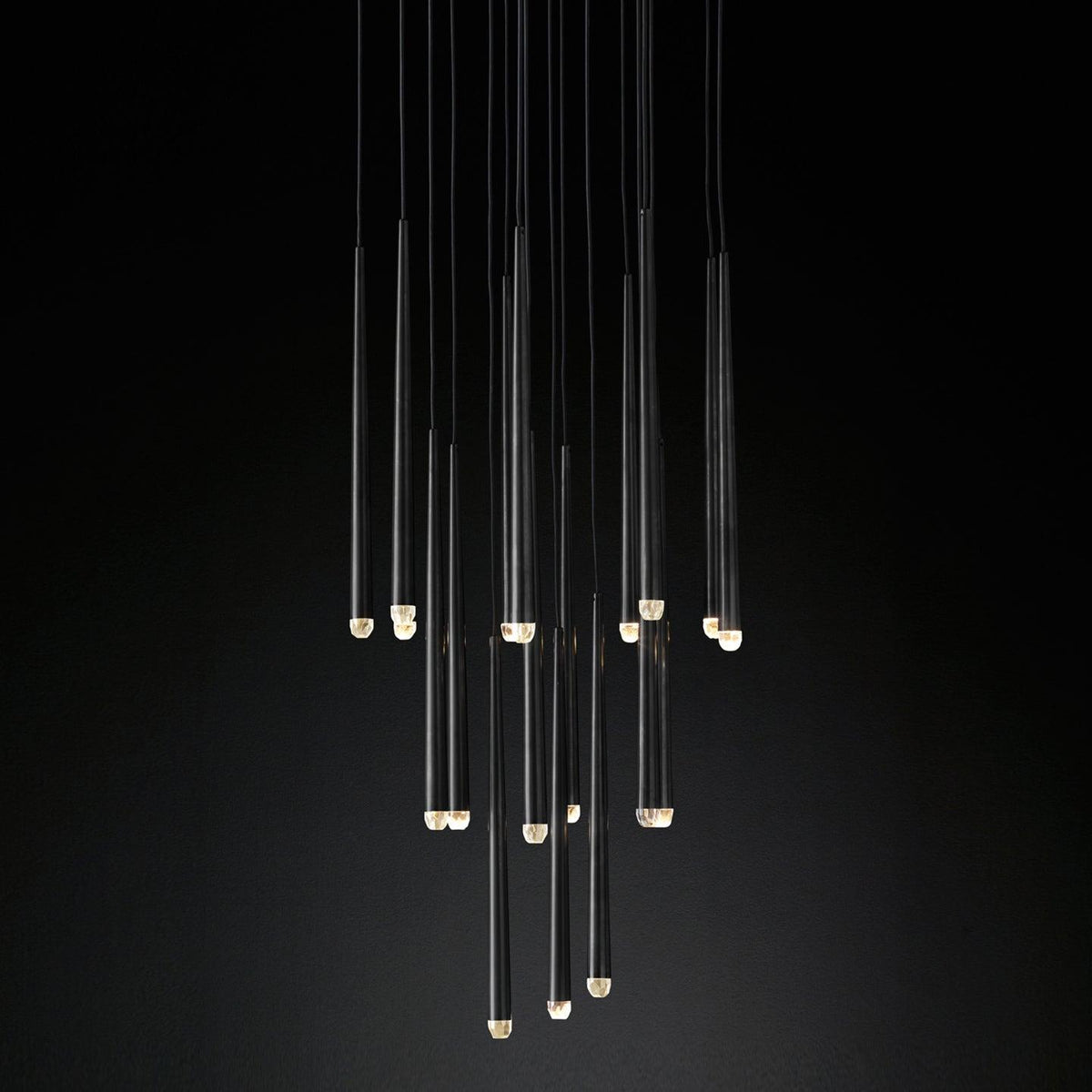 Larry Chandelier Crystal Brass Blackened Silver Staircase
