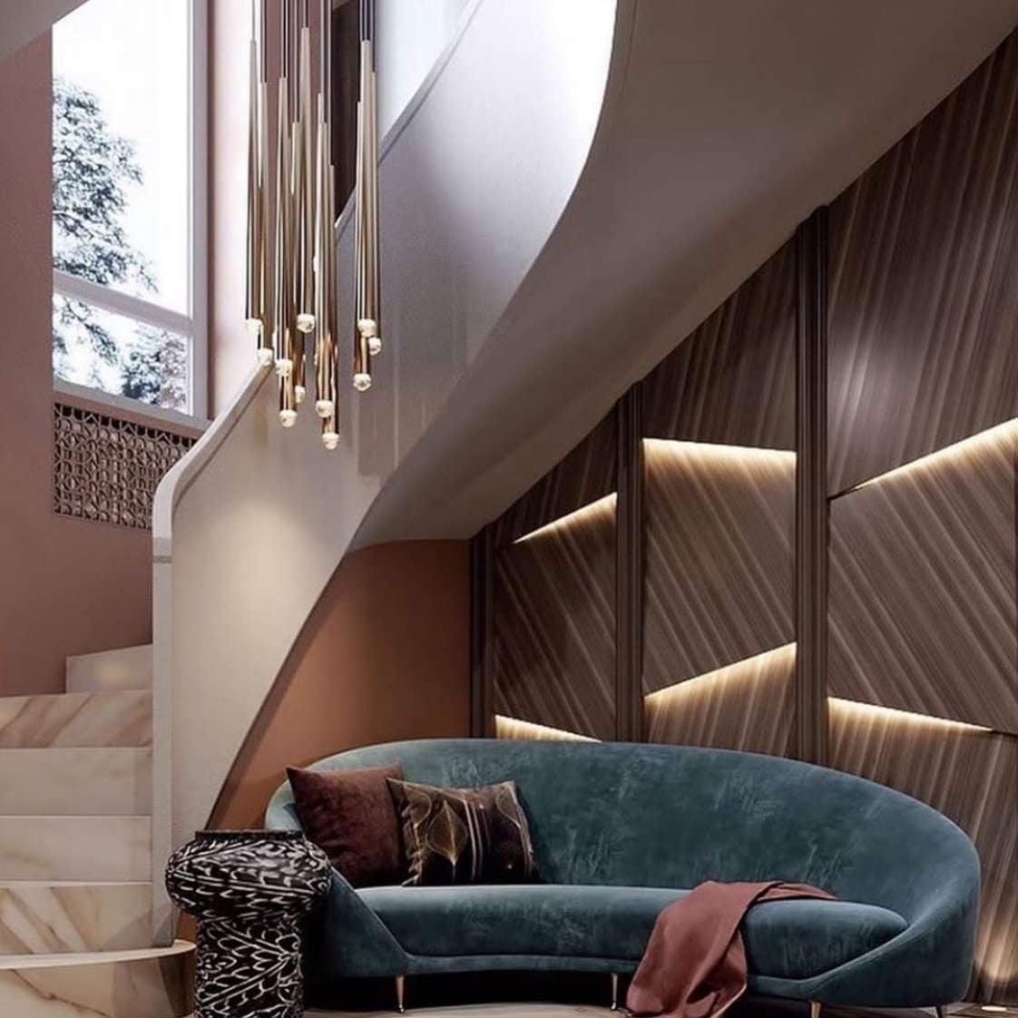 Larry Chandelier Crystal Brass Blackened Silver Staircase