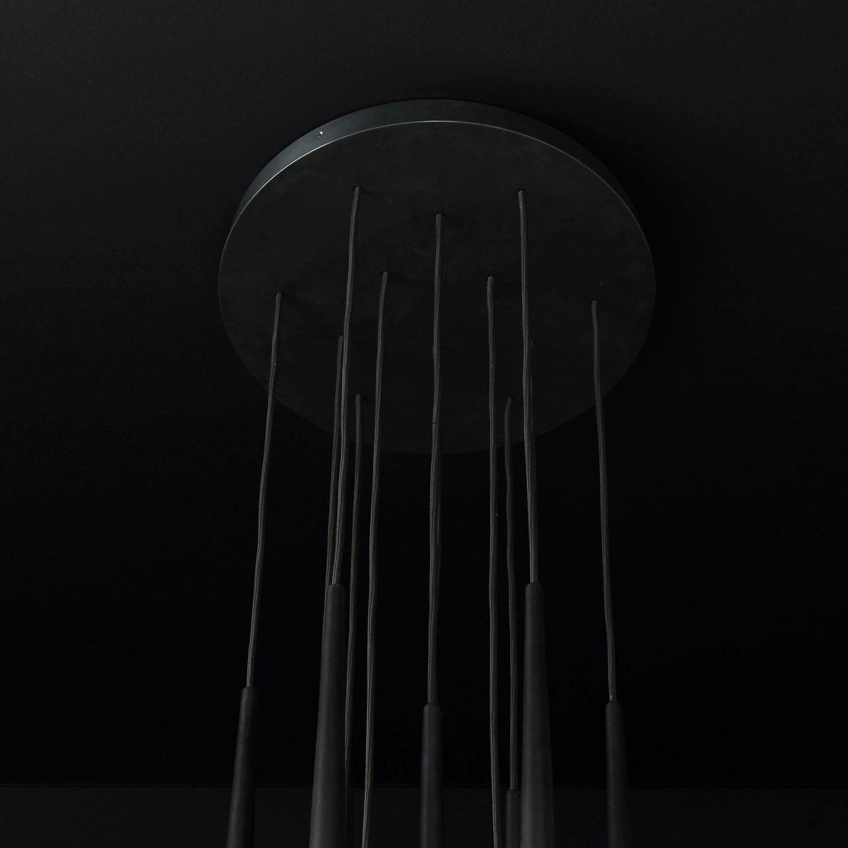 Larry Chandelier Crystal Brass Blackened Silver Staircase