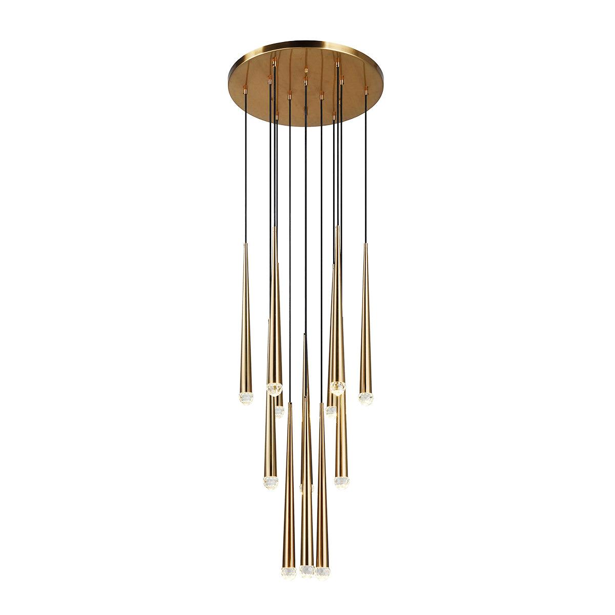 Larry Chandelier Crystal Brass Blackened Silver Staircase