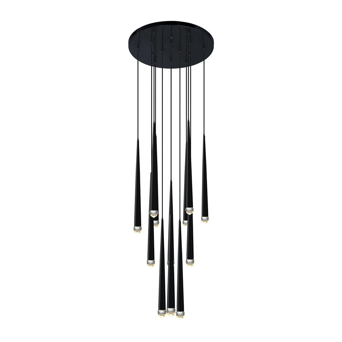 Larry Chandelier Crystal Brass Blackened Silver Staircase