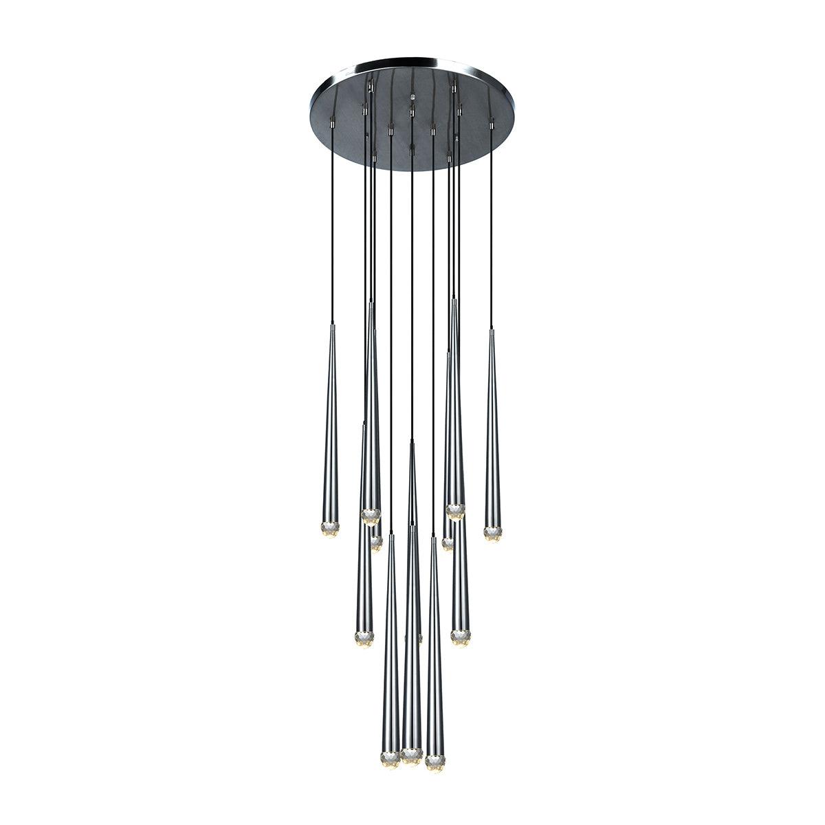 Larry Chandelier Crystal Brass Blackened Silver Staircase