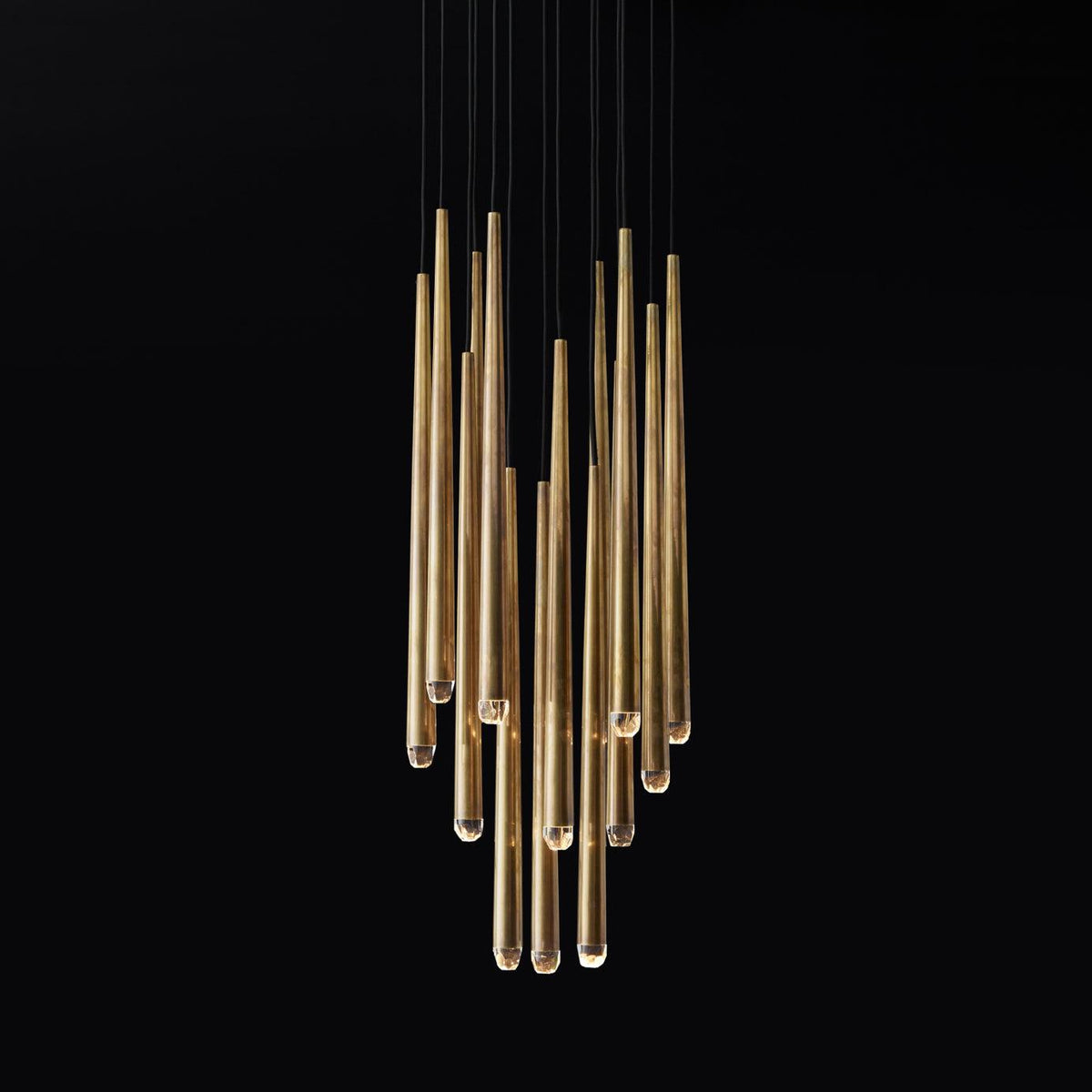 Larry Chandelier Crystal Brass Blackened Silver Staircase