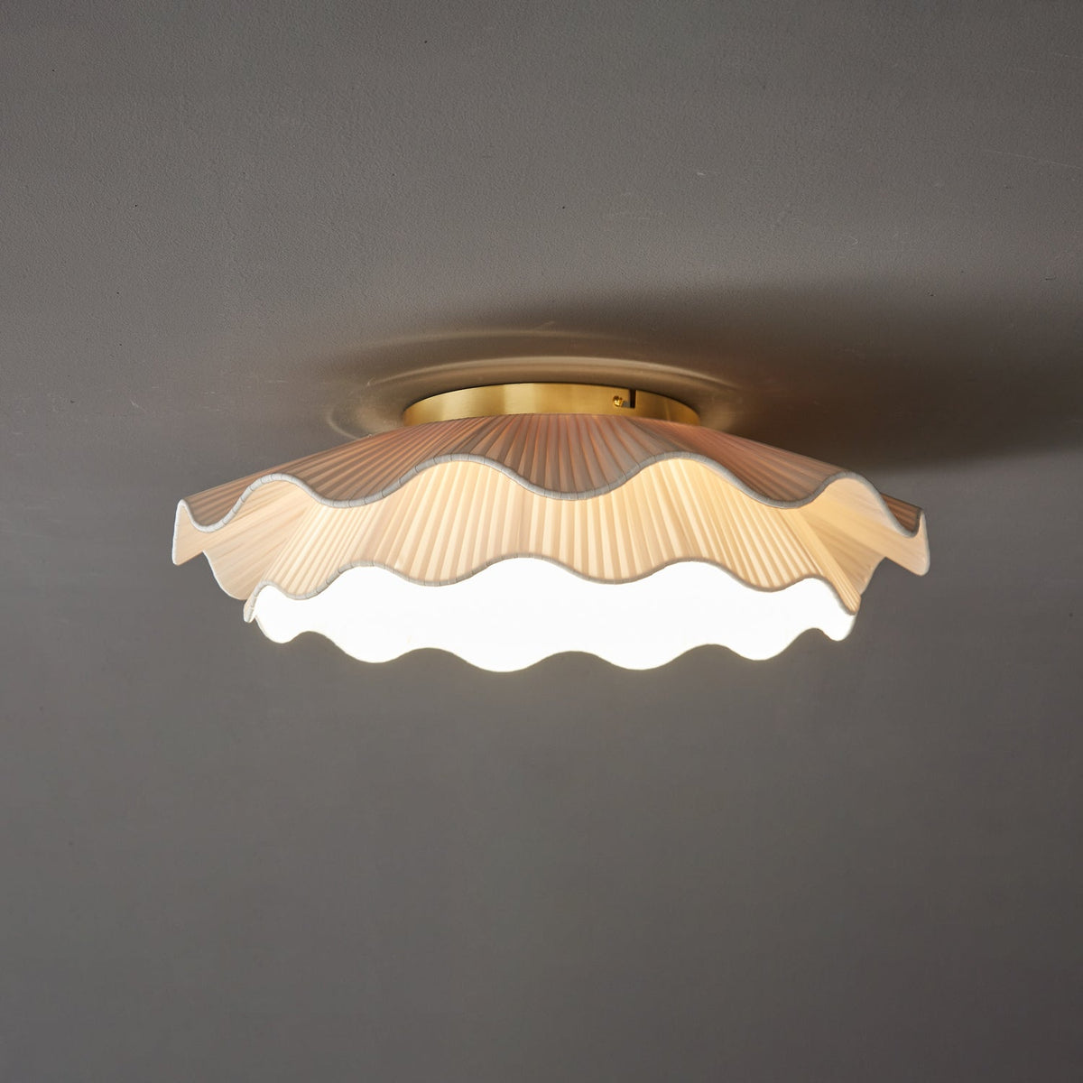 Habibel Fabric Wave Ceiling Light Brass
