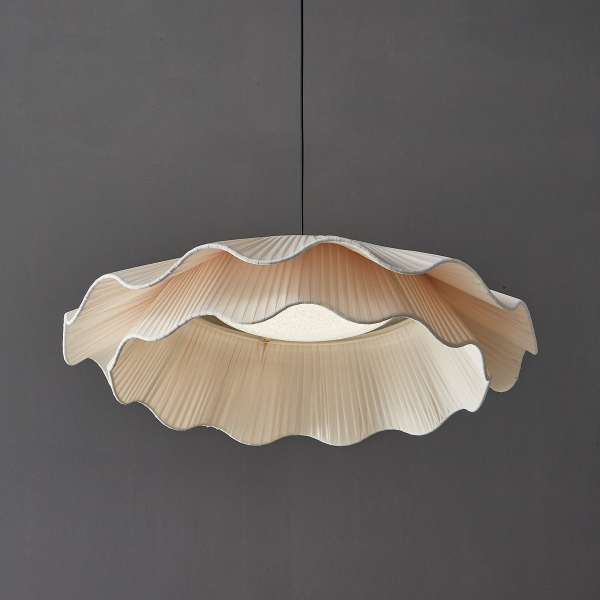 Ellorel Elegance Wave Brass Fabric Pendant Lamp