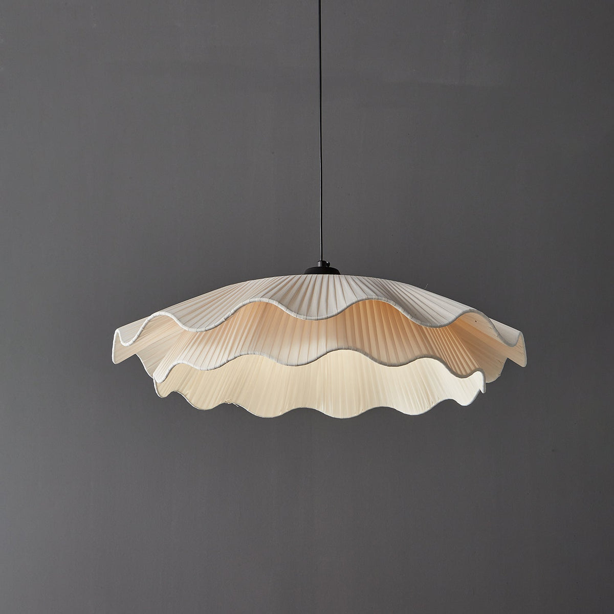Ellorel Elegance Wave Brass Fabric Pendant Lamp