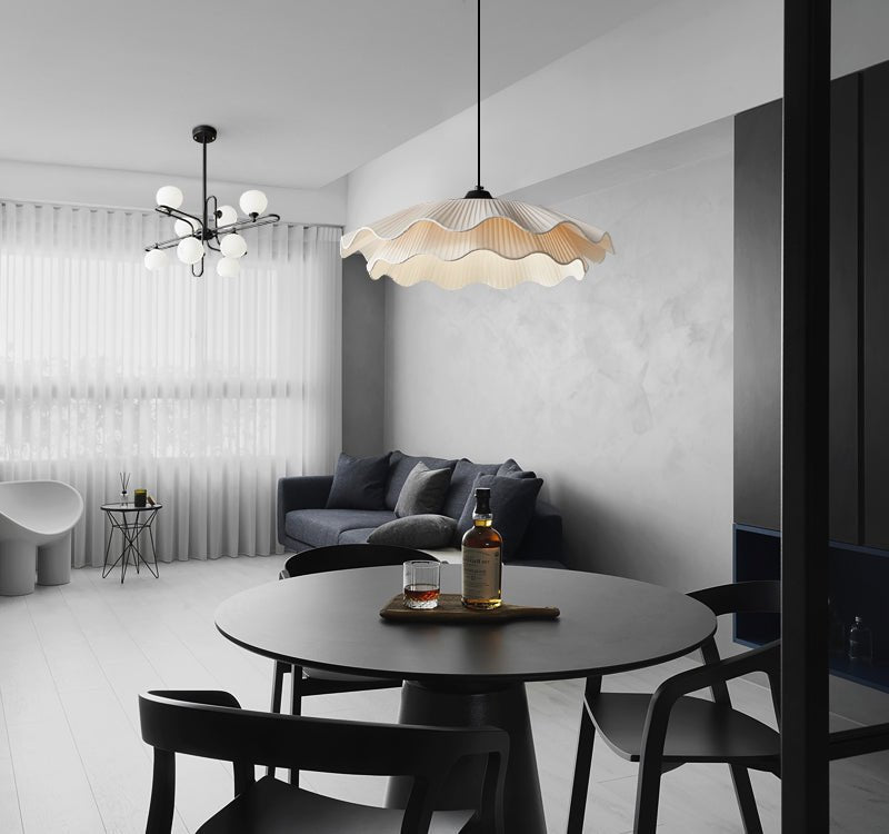 Ellorel Elegance Wave Brass Fabric Pendant Lamp