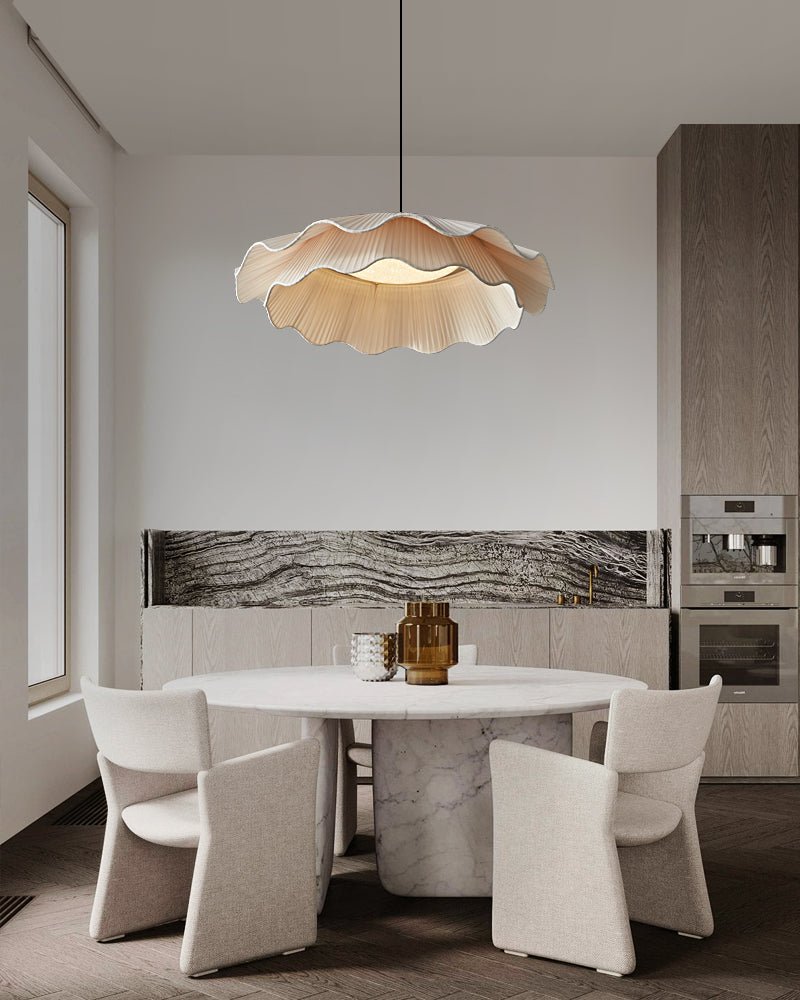 Ellorel Elegance Wave Brass Fabric Pendant Lamp