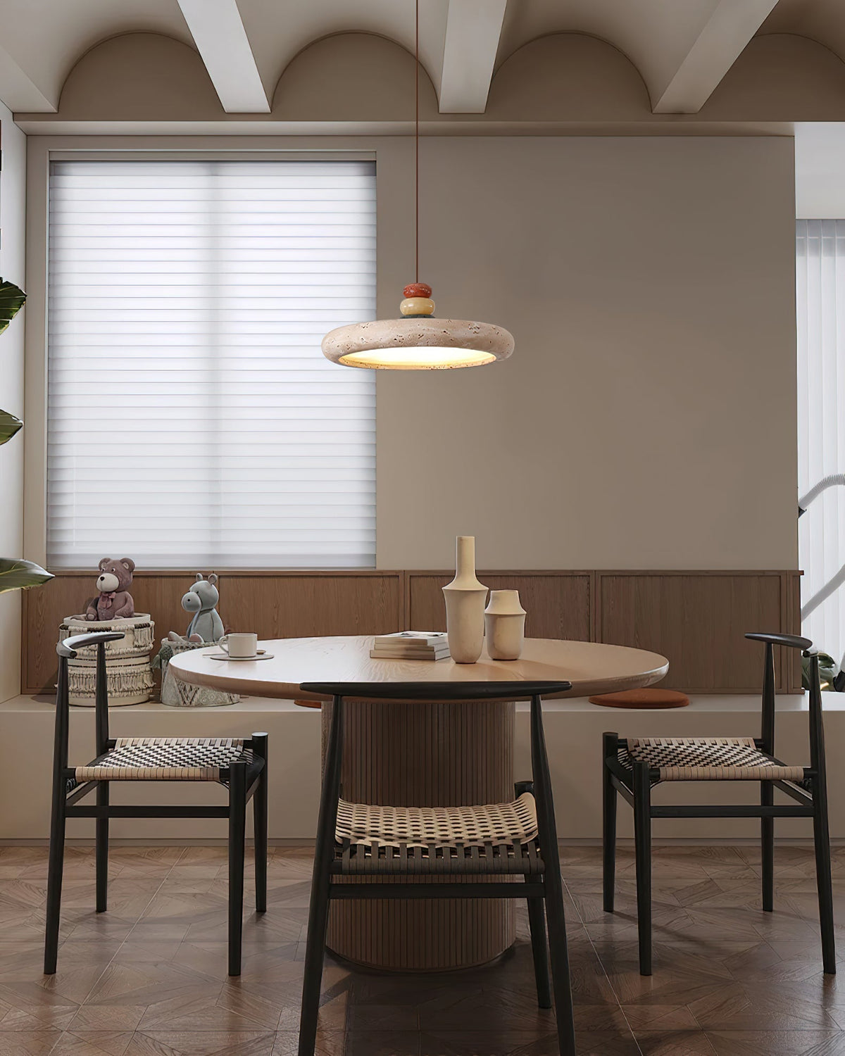 Auron Pendant Lamp Yellow travertine Marble