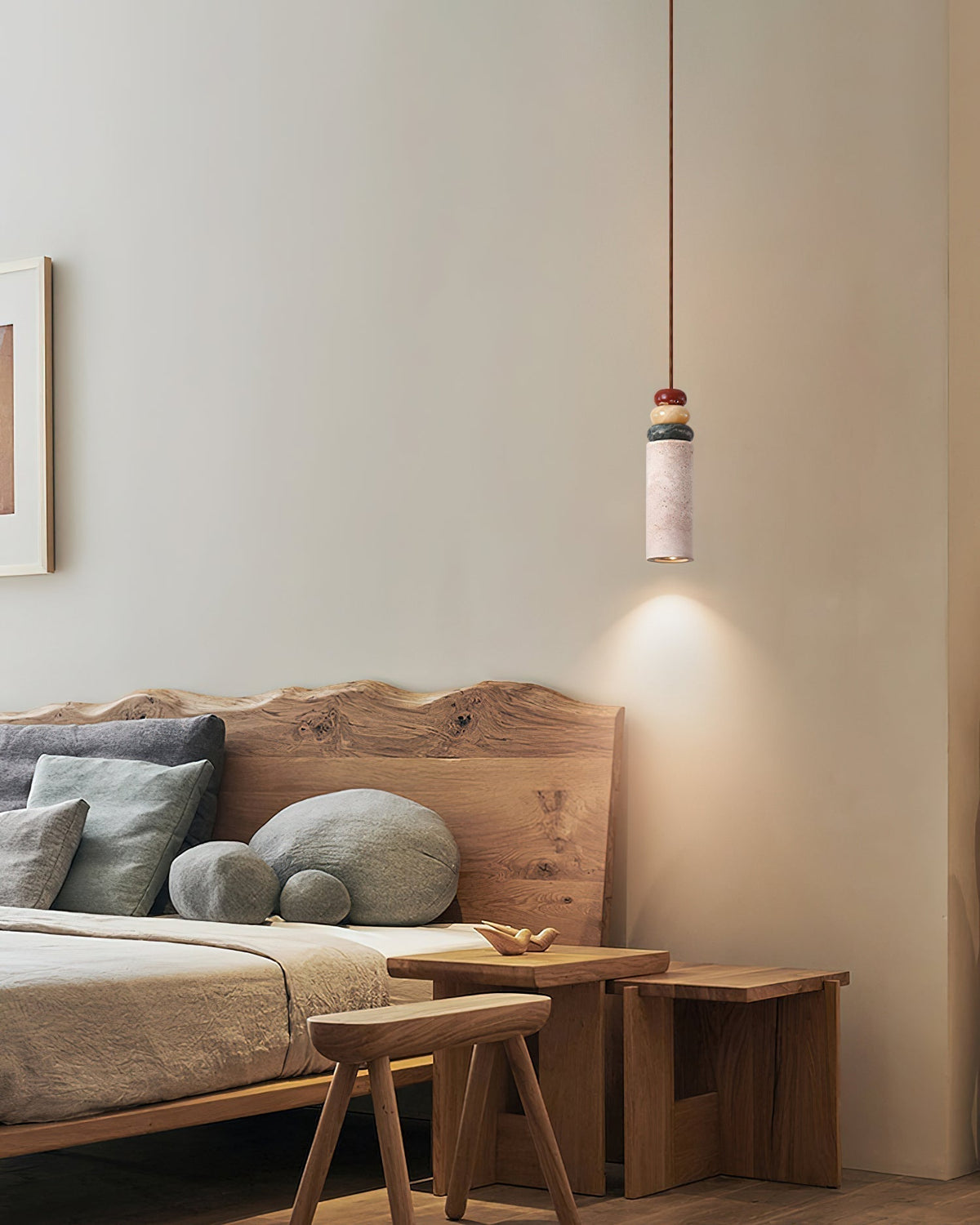 Auron Pendant Lamp Yellow travertine Marble