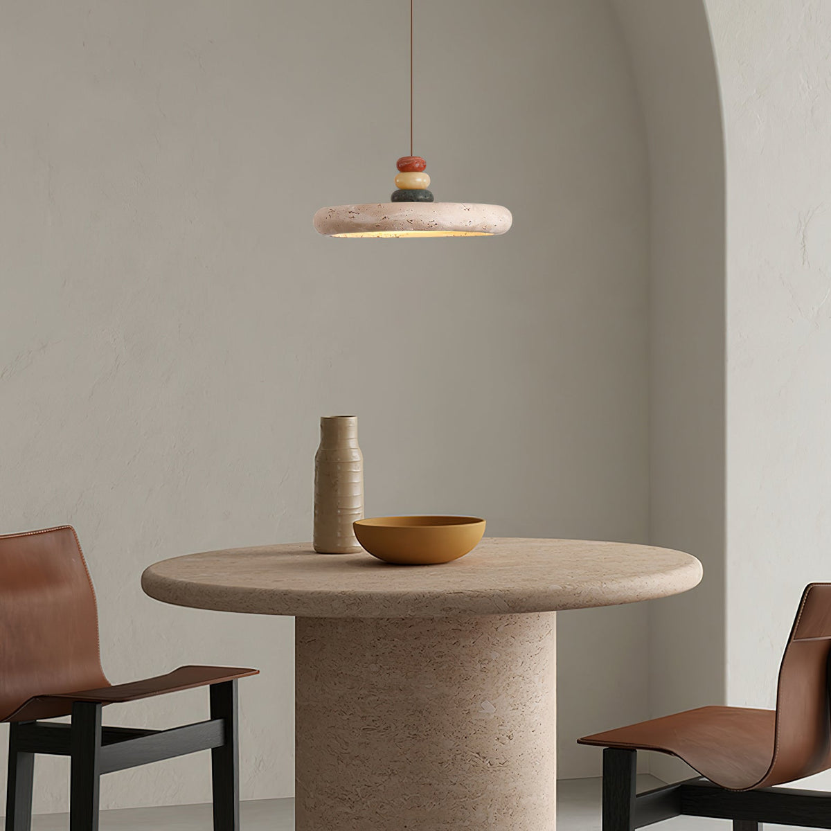 Auron Pendant Lamp Yellow travertine Marble