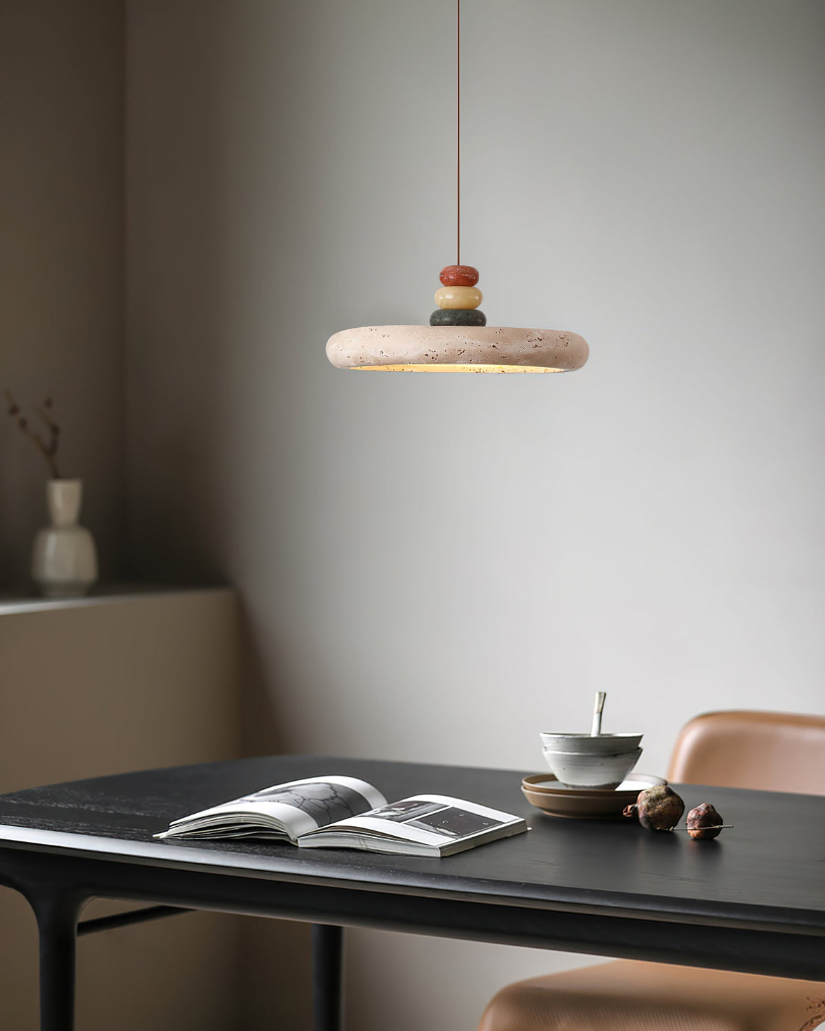 Auron Pendant Lamp Yellow travertine Marble
